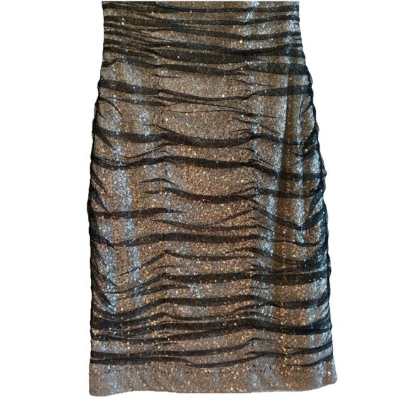 Ralph Lauren‎ Black Gray Sequined Mesh Ruched Sheath Cocktail Party Dress Size 8 - Picture 5 of 13